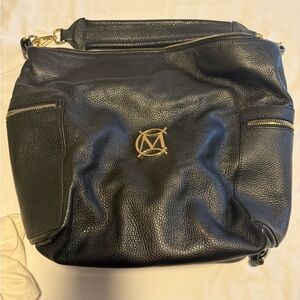 Massimo Dutti Black Leather Shoulder Bag